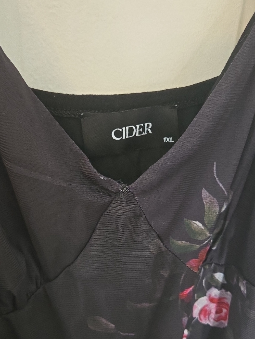 Cider Black Maxi Dress with Pink Rose Print - Picture 3 of 7